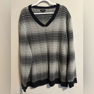 Alfani men’s Black White 100% Cotton Sweater Heavy V-Neck XXL